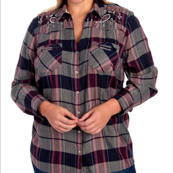 Vintage America Tops - Plaid flannel shirt